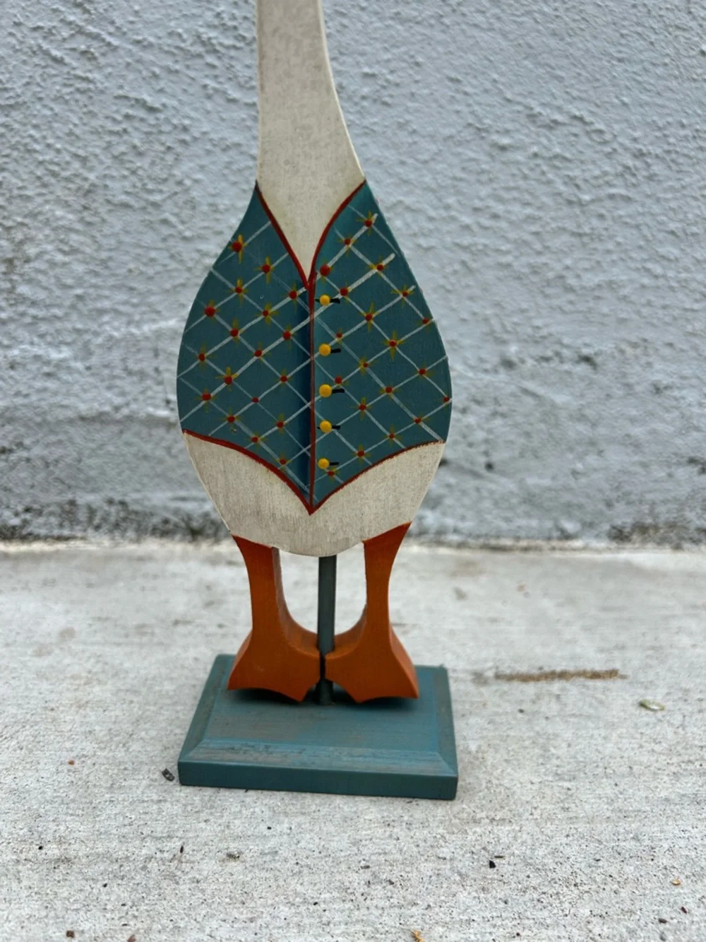 Hand Painted Wooden Goose Figurine